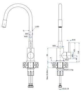 Смеситель для кухни GranFest URBAN 5433 черный